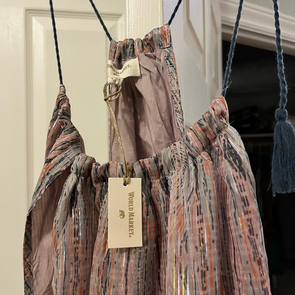 World Market- sheer sparkle pink dress - Picture 2 of 3